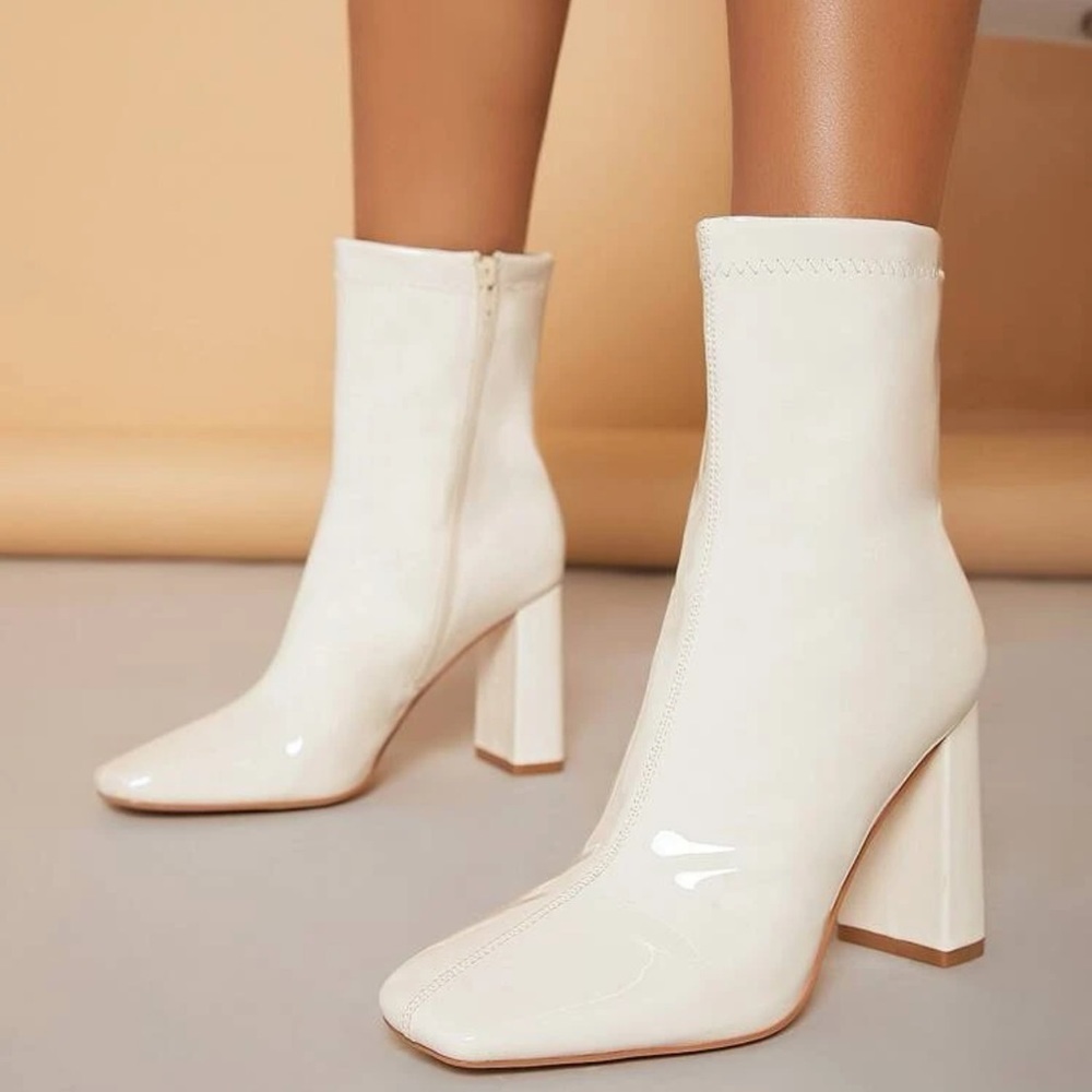 Glossy Vegan Leather Ankle Booties- 9M